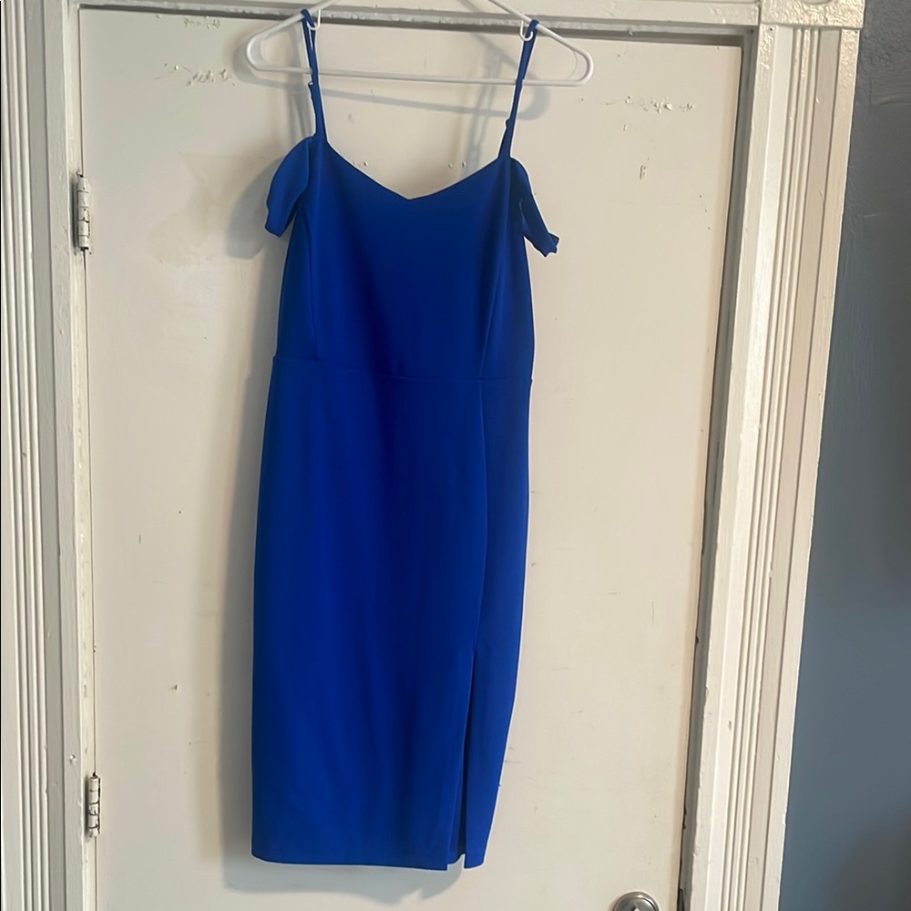 Express Blue Spaghetti Strap Midi Dress